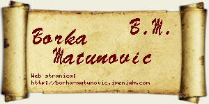 Borka Matunović vizit kartica